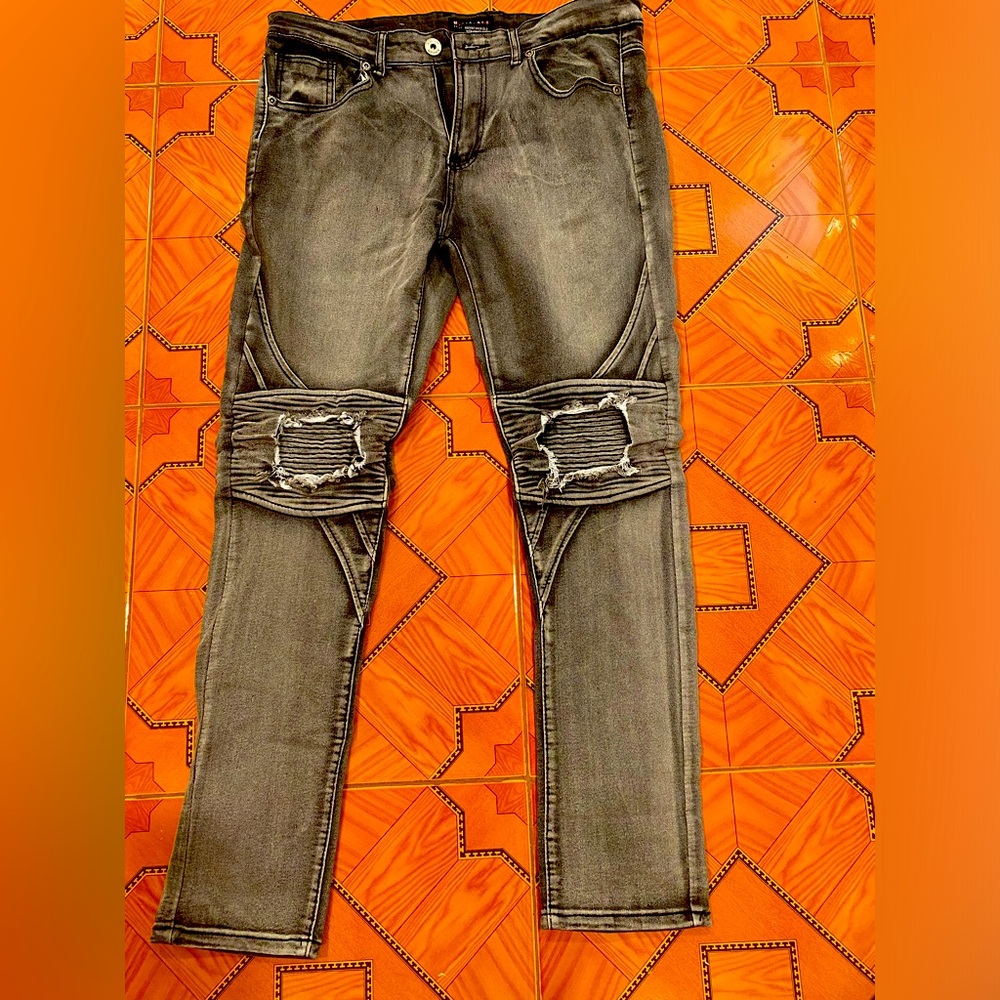 M.Society Men Jeans, Color-Grey, Size 36x32.